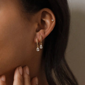 Elegant Diamond Hoop Earrings - Dangle Drop Pavé Huggie Hoops, Perfect Minimalist Gift for Her.