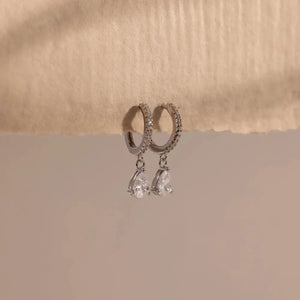 Elegant Diamond Hoop Earrings - Dangle Drop Pavé Huggie Hoops, Perfect Minimalist Gift for Her.