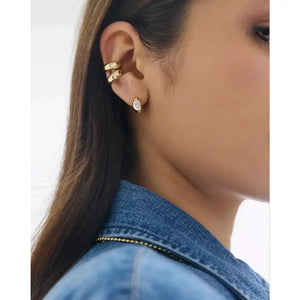 Elegant Framed Lab Diamond Huggie Earrings.