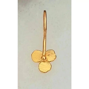 Elegant Handmade 24K Solid Gold Tiny Flower Dangle Earrings - Perfect Gift for Birthdays and Everyday Luxury.
