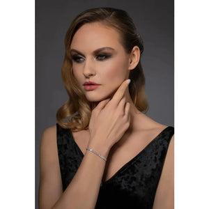 Elegant Silver Cubic Zirconia Adjustable Tennis Bracelet for Women and Girls.