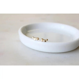 Elegant Solid Gold Hammered Triple Dot Stud Earrings - Available in 9K, 14K, & 18K Gold.