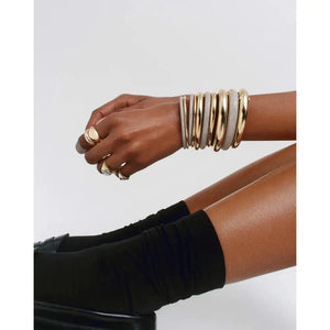 Elegant Stackable Gold Cloud Bangle - Elevate Your Style.