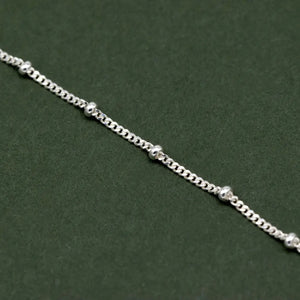 Elegant Sterling Silver Curb Chain Bracelet – Dainty Beaded Fine Jewelry Gift for Her.