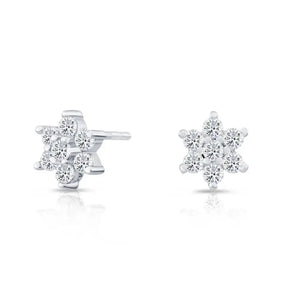 Elegant Sterling Silver CZ Flower Stud Earrings - Sparkle with Style!.