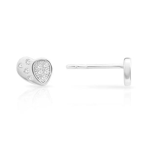 Elegant Sterling Silver CZ Heart Stud Earrings - Perfect Gift for Any Occasion.