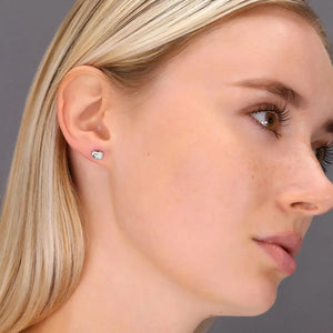 Elegant Sterling Silver CZ Heart Stud Earrings - Perfect Gift for Any Occasion.