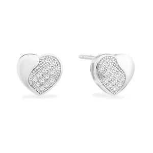 Elegant Sterling Silver CZ Heart Stud Earrings - Timeless Sparkle for Any Occasion.
