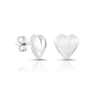 Elegant Sterling Silver Heart Stud Earrings - Timeless Charm.