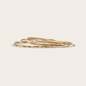 Elegant Trio of Thick Gold Bangles | 14K Gold Filled Hammered Bracelets | Perfect Gift for Every Occasion.