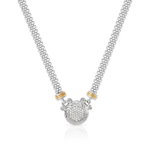 Elegant Two-Tone Sterling Silver Italian Handmade Necklace with Secure Lobster Clasp.