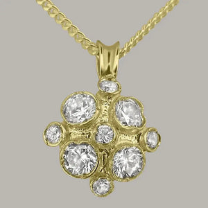 Elegant Vintage Yellow Gold Diamond Pendant - Customizable Luxury in 9K, 10K, 14K, 18K Gold or Platinum for Women.