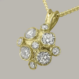 Elegant Vintage Yellow Gold Diamond Pendant - Customizable Luxury in 9K, 10K, 14K, 18K Gold or Platinum for Women.
