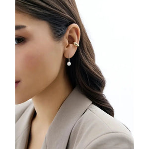 Elegantly Chic Diamond & Pearl Drop Earrings.