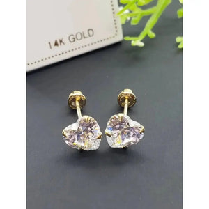 Elevate Your Style with 14K Gold Heart Cut Sparkling Stud Earrings - Perfect for Birthdays & Everyday Luxury!.