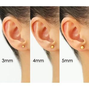 Elevate Your Style with 14K Yellow Gold Unisex Ball Stud Sleeper Earrings - Multiple Sizes Available!