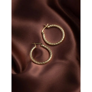 Elevate Your Style with Textured Chunky Gold Hoop Earrings - Perfect Gift in 14K Gold or Sterling Silver.