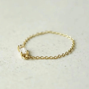 Estée Lalonde Fine Baguette Sapphire Chain Ring 14Ct Solid Gold