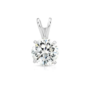Exquisite 14K White Gold Classic Solitaire Pendant Necklace.
