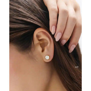 Exquisite Bezel-Set Round Lab Diamond Stud Earrings.