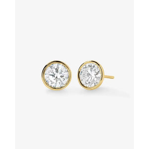 Exquisite Bezel-Set Round Lab Diamond Stud Earrings.
