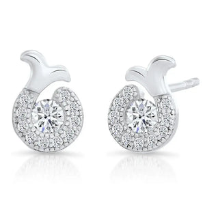 Exquisite CZ Shrimp Stud Earrings in Sterling Silver - A Delightful Seafood-Inspired Accessory.
