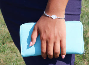 CZ Evil Eye Bracelet, Adjustable in Sterling Silver