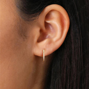 Paved Diamond Huggie Hoop Earrings • 18K Gold Sterling Silver