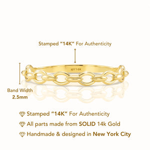 14K Yellow Gold Stackable Cuban Link Ring