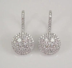 2Ct Lab Created Diamond round Drop & Dangle Earrings 14K White Gold Plated