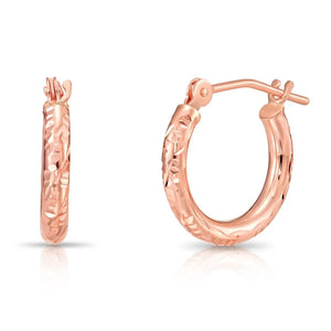 14K Solid Gold Small Hoops, Fancy Hand Engraved Hoop Earrings, 2Mm Thin, Designer Hoops Handmade by TILO Jewelry