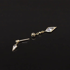BEATTI Riké • 14K Solid Gold Double Diamond Barbell • Cartilage Earring • Forward Helix