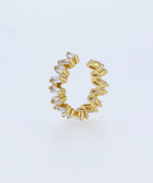 Baguette Diamond CZ Ear Cuffs, Non Pierced Conch Wrap No Piercing Cartilage Jewelry
