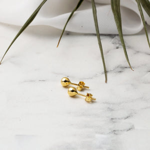 14K Solid Gold Ball Stud Earrings, Yellow Gold Ball Earrings 5Mm, Gold round Ball Stud Sleeper Earrings, Classic Earrings