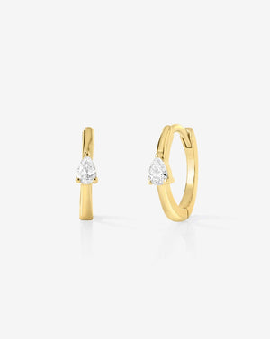 Stunning Mini Pear Diamond Huggies for Effortless Elegance.