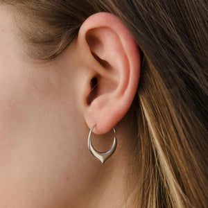 Dainty 18K Gold Petal Hoop Earrings - Tiny 14mm Floral Sleeper Hoops.