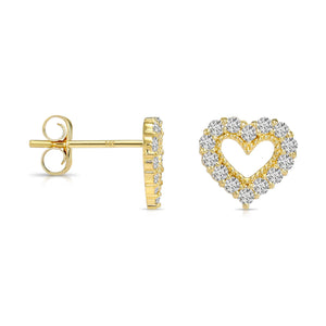 14K Gold Lab Diamond Heart Stud Earrings, 0.25Ctw