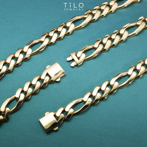 14K Yellow Gold Figaro Link Chain Bracelet, Sizes 7.25In-8.25In