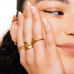 Waterproof Gold Double Band Ring - Adjustable Stainless Steel Ring - Tarnish Free Gold Ring - Elegant Dainty Ring for Everyday