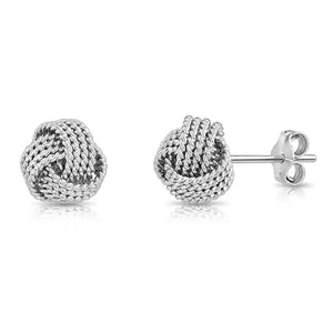 Sterling Silver Braided Love Knot Stud Earrings