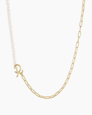 Lou Pearl Alphabet Necklace NikNenz™ Premium Gold & Diamonds