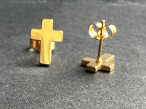 Cross Stud Surgical Steel Earrings Black, Silver & Gold