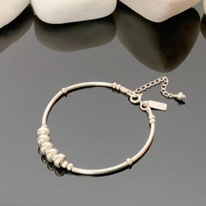 50th Birthday Elegance: Adjustable 925 Sterling Silver Statement Bracelet for Women.