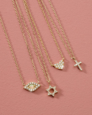 14K Diamond Star of David Necklace