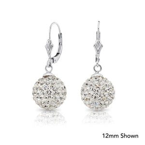 Elegant 925 Sterling Silver Crystal Ball Dangle Earrings with French Back - Perfect Gift for Her.