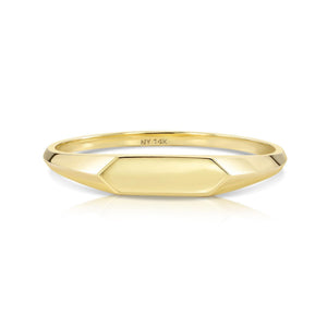 Dainty 14K Solid Yellow Gold Stackable Signet Ring.
