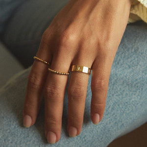Engravable Geometric Band Ring 18Ct Gold Plate