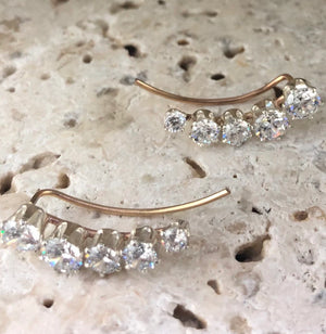 CZ Ear Climber • Sterling Silver or Gold Filled • Only One Piercing Needed