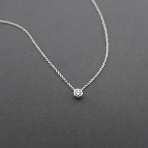Cz Diamond Solitaire Crystal Necklace Sterling Silver, Bridesmaid Necklace Jewellery Gift, Tiny Cz Cubic Zirconia Wedding Necklace Jewellery