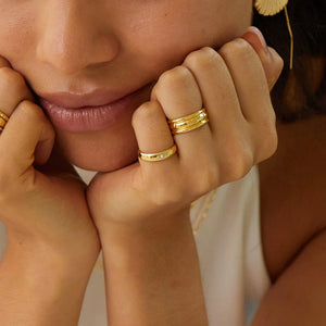 Shining Star Stacking Ring 18Ct Gold Plate